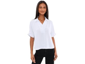 Nic+Zoe Petite Devon Shirt Womens Clothing Paper White : PS, Polyester