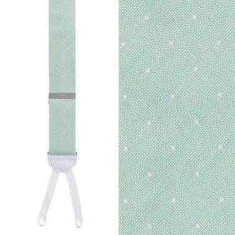 Trafalgar Store Churchill Chambray Polka Dot Linen Blend Formal End Suspenders in Light Green With Polka Dots at Nordstrom