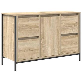 Berkfield Home Basin Cabinet with Drawers Sonoma Oak 90x34.5x60 cm in Light Brown