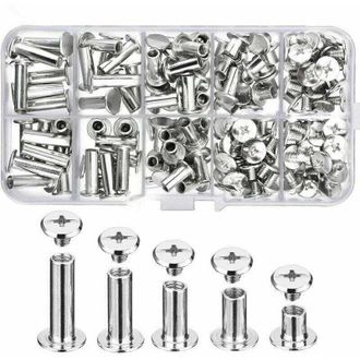 OEM Tornillos De Encuadernaci&oacute;n Met&aacute;licos De 80 Piezas, Tornillos Chicago, Remaches De Acero Inoxidable Macizo Para Bricolaje, Decoraci&oacute;n De Cuero, Repara