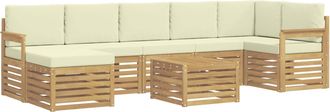 vidaXL Conjunto De Sof&aacute;s De Exterior 8 Uds. Blanco Y Crema Poli&eacute;ster Vidaxl