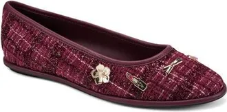 Karl Lagerfeld Vadelle Tweed Ballet Flat in Burgundy at Nordstrom, Size 6.5