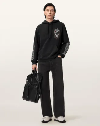 AllSaints Cotton Araknid Long Sleeve Cotton Hoodie, Size: XXL