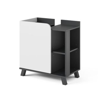 Vicco Mueble Bajo Lavabo Karen, Antracita/blanco, 60 X 65 Cm Con Puerta Y Compartimentos Abiertos