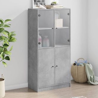 Berkfield Home Highboard with Doors Concrete Grey 68x37x142 cm Engineered Wood | Size: 68 x 37 x 142 cm