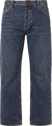 Emporio Armani Medium Blue Stretch Cotton Straight-Leg Stone-Wash Jeans