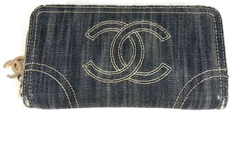 Chanel Blue Denim Long Wallet (Bi-Fold) (Pre-Owned)