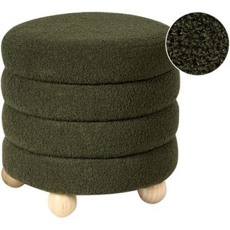 Beliani Pouf Boucle Tappezzeria Gambe in legno di pino Poggiapiedi Accessori per la casa Soggiorno Verde Chilly