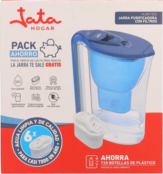 Jata Hogar Hjar1003: Jarra Filtrante De 3,5 Litros Que Incluye 6 Cartuchos I&oacute;nicos Y Reduce La Cal