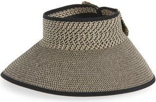 Nordstrom Rack Back Bow Straw Visor in Natural Black at Nordstrom Rack