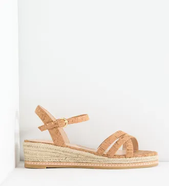 Talbots Pamela Cork Wedge Sandals - Natural/Gold - 10 1/2 M Talbots