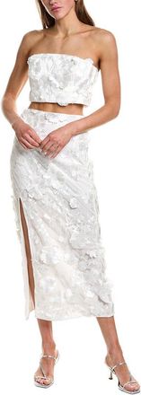 endless rose Endless Rose 2pc Floral Embroidered Bandeau Top & Maxi Skirt Set
