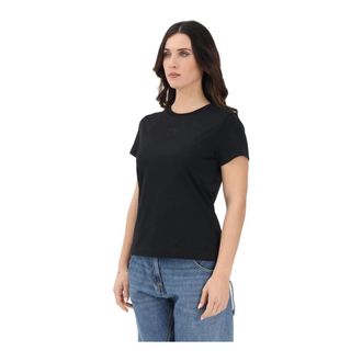 Pinko T-Shirts, female, Black, Size: XS Bussolotto T-Shirt Jersey Patc