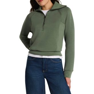 Spanx AirEssentials Half Zip Sweatshirt in Eucalyptus at Nordstrom, Size X-Large