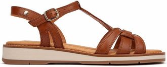 Pikolinos ROQUETAS Womens Flat Leather Sandals, Brandy, 41 EU