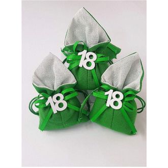 Trade Shop Trade Shop - Set 12pc Colorful Bag Number 18 A&ntilde;os Juta 10x13cm Babon Holder - Verde