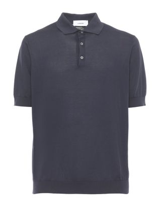 Lardini Blue Ribbed Trims Cotton Polo Shirt