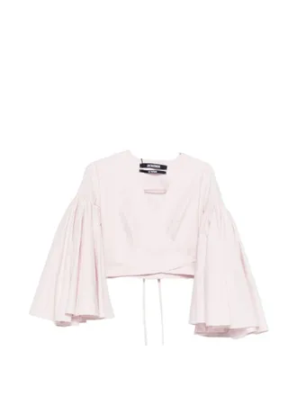 Jacquemus Pink Solid V Neck Top