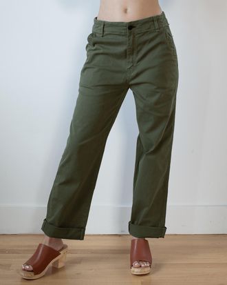ASKK NY Womens Chino Twill Pant In Army Green