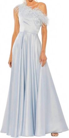 Mac Duggal One Shoulder A Line Gown In Powder Blue