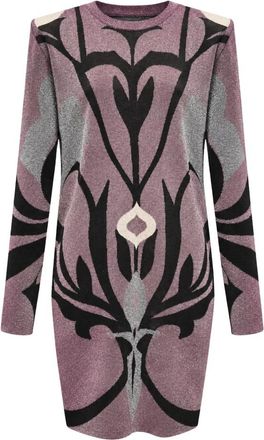 Akep Hedendaagse Grafische Gebreide Jurk - Dames - Kleedjes - Roze - S - Leer - Kleedjes