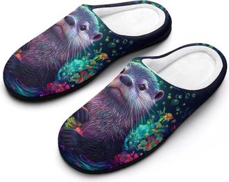 Generic Otter Womens Slippers Warm House Slippers Indoor House Shoes with Anti-Skid Rubber Sole