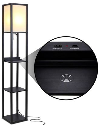 Brightech Brightech Maxwell Led Wireless Charging Shelf Floor Lamp