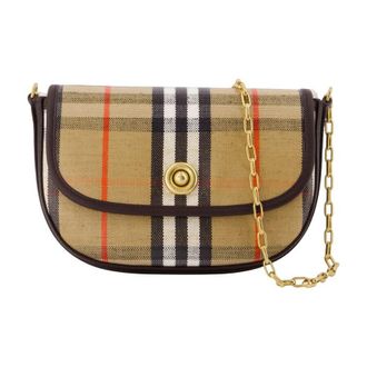 Burberry Check Canvas Crossbody Bag Beige