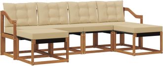 vidaXL Conjunto De Sof&aacute;s De Exterior 6 Uds. Natural Y Beige Vidaxl