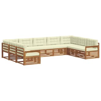 vidaXL Conjunto De Sof&aacute;s De Exterior 9 Uds. Natural Y Crema Vidaxl