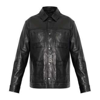AllSaints Saxon leren jack - Heren - Leren en Su&egrave;de Jassen - Zwart - XS - Leer - Jassen