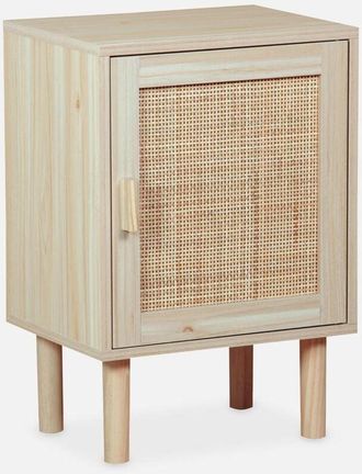 Sweeek Sweeek - Mesita De Noche Con Efecto Ca&ntilde;a Y Madera, Camargue, Natural, 40x30x58 Cm