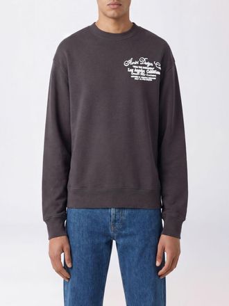 Amiri Felpa girocollo in cotone con logo ricamato e spalle scese