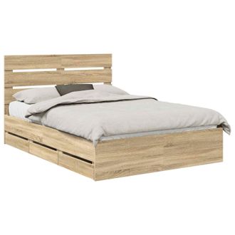 vidaXL Estructura De Cama Roble Sonoma 140 X 200 Cm Madera Ingenieril Vidaxl