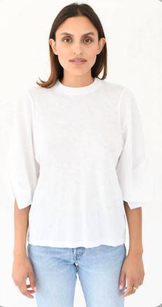 Stateside Supima Slub Tee With Sleeve Twist In White