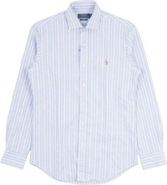 Polo Ralph Lauren Custom Slim Fit Gestreept Oxford Shirt - Heren - Casual Overhemden - Blauw - 2XL - Katoen - Overhemden