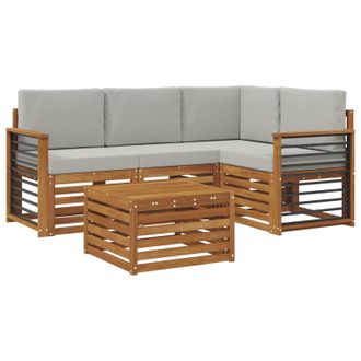 vidaXL Conjunto De Sof&aacute;s De Exterior 5 Pcs Gris Natural Y Claro Vidaxl