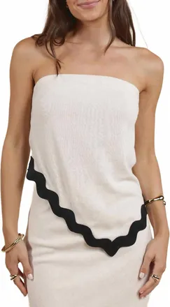 Sadie & Sage Strapless Ric Rac Trim Top In Off White