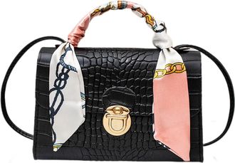 Generic Tote Shoulder Bag | Elegant Square Handbag | Shoulder Bag for Party, Travel, Women and Girls, Crocodile Print, Black, Refer to description