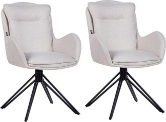 Beliani Set of 2 Dining Chairs Swivel AVELAR Light Beige