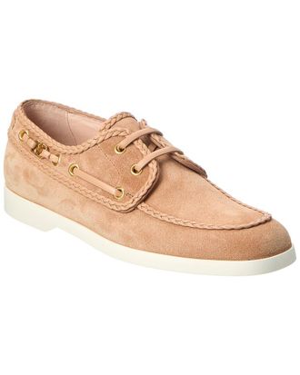 Valentino Braided-Edge Suede Loafer