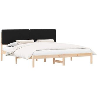 vidaXL Bed Frame with Upholstered Headboard Black 200 x 200 cm vidaXL