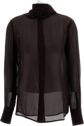 7 For All Mankind Camisa de seda con lazo - Blouses & Shirts - Mujer - Marr&oacute;n - S