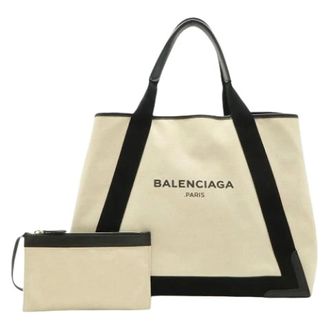 Balenciaga Pre-owned Tote Bags, female, Beige, Size: ONE SIZE Pre-owned Canvas Tote Bag