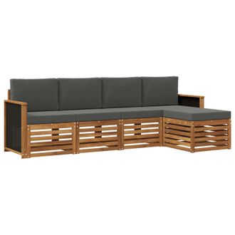 vidaXL Conjunto De Sof&aacute;s De Exterior 5 Pcs Natural Y Antracita Vidaxl