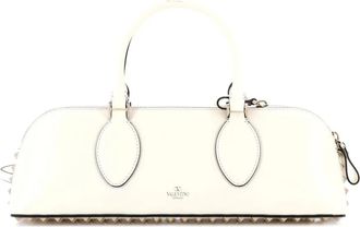 Valentino Garavani Rockstud Zip Up Top Handle Bag Leather East West shoulder bag - Beige