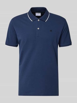 Champion Slim Fit Poloshirt mit Label-Stitching in Bleu, Gr&ouml;&szlig;e XXL