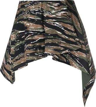 The Attico camouflage-print mini skirt - women - Spandex/Elastane/Cotton - 40 - Green