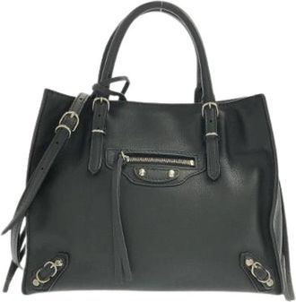 Balenciaga Pre-owned Papier Mini A4 ZIP Around Calf Bag - Dames - Vintage Handtas - Zwart - ONE Size - Leer - Vintage