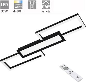 Eglo Plafoniera Moderna Monirote Acciaio Nero Luce Led Integrato 37w